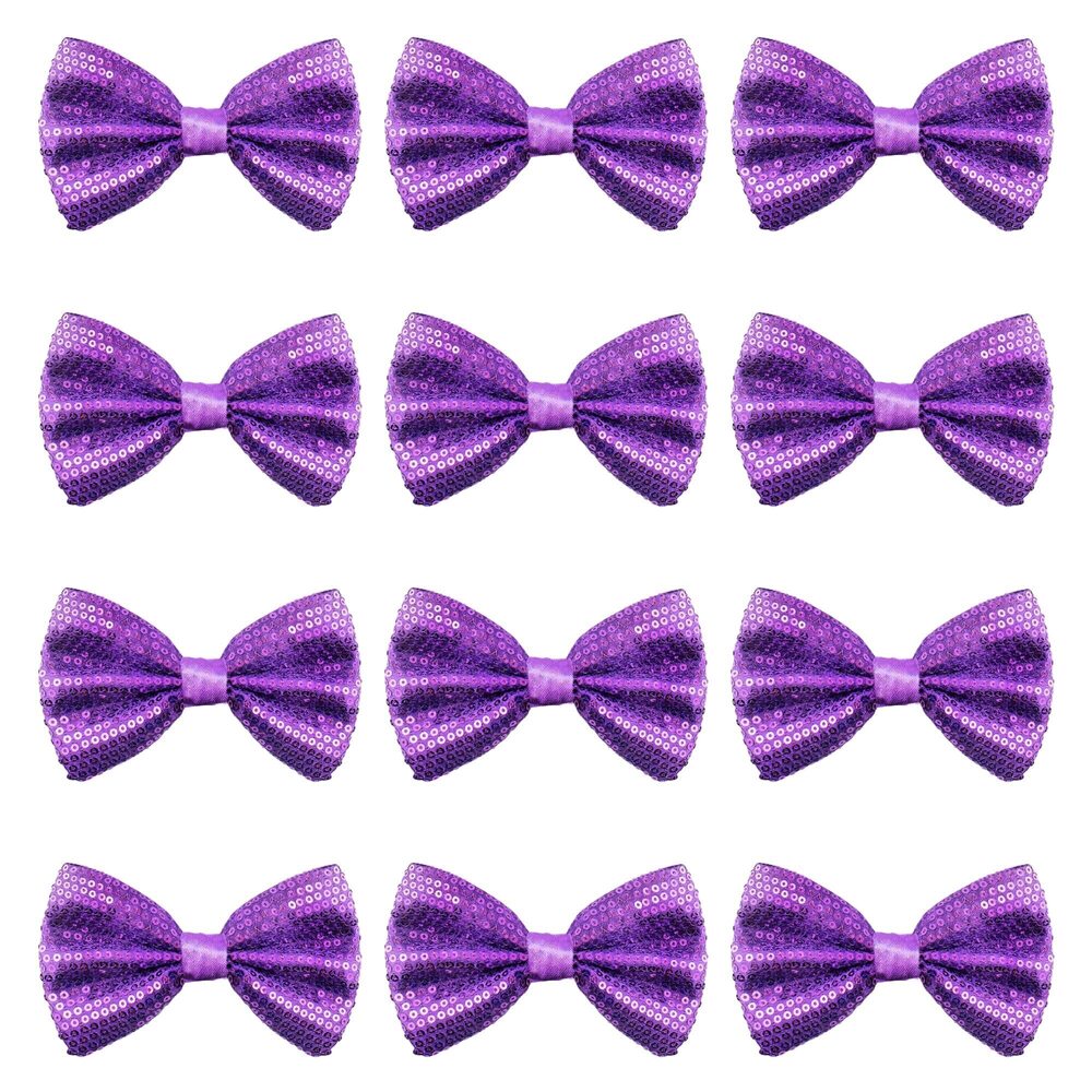 5941 Bowtie - Sequin - Purple - 12pk